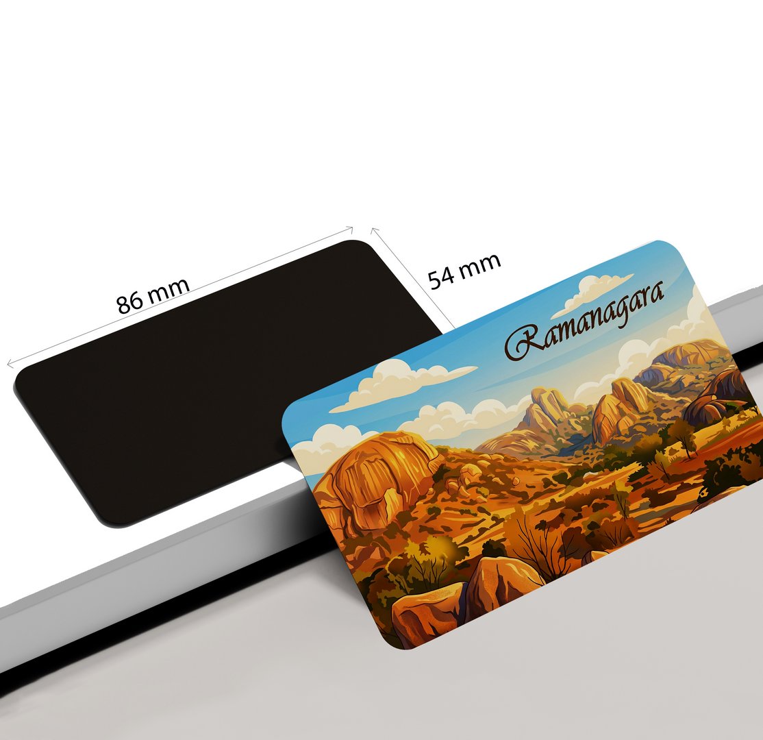 dhcrafts Multicolor Karnataka Ramanagara Design Rectangular Fridge Magnet Pack of 1 (8.6cm x 5.4cm)