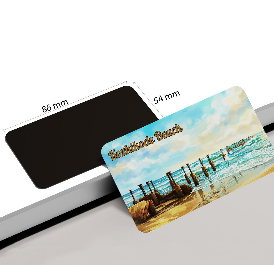 dhcrafts Multicolor Kerala Kozhikode Beach Design Rectangular Fridge Magnet Pack of 1 (8.6cm x 5.4cm)