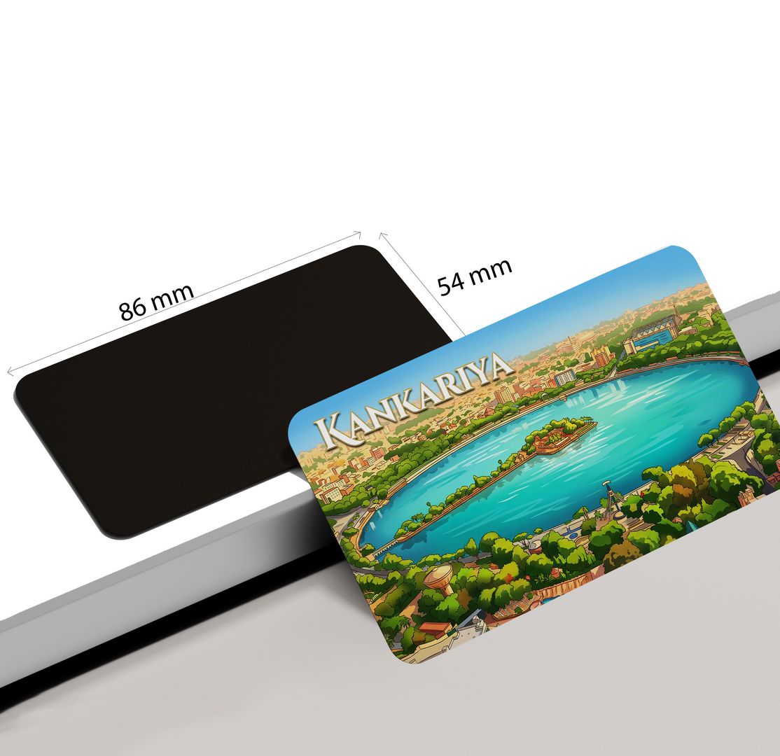 dhcrafts Multicolor Gujarat Kankaria Design Rectangular Fridge Magnet Pack of 1 (8.6cm x 5.4cm)