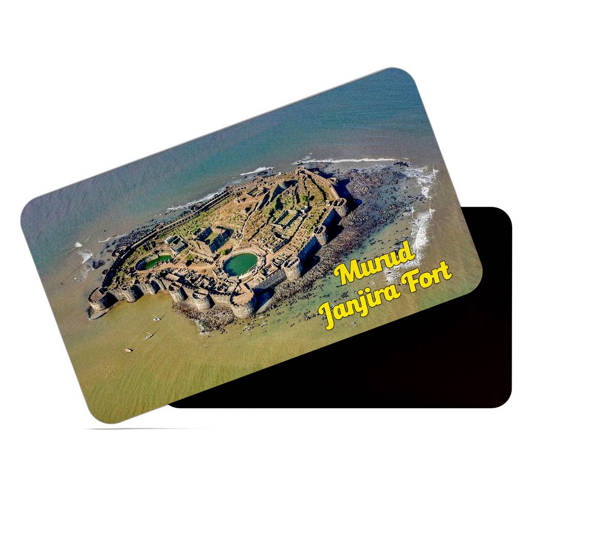 dhcrafts Multicolor Maharashtra Murud Janjira Fort Design Rectangular Rubber Matte Finish Fridge Magnet / Magnetic Card Pack of 1 (8.6cm x 5.4cm)