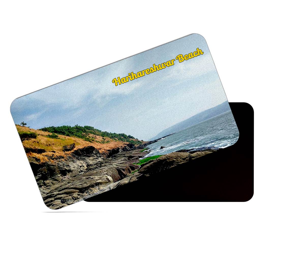 dhcrafts Multicolor Maharashtra Harihareshwar Beach Design Rectangular Rubber Matte Finish Fridge Magnet / Magnetic Card Pack of 1 (8.6cm x 5.4cm)