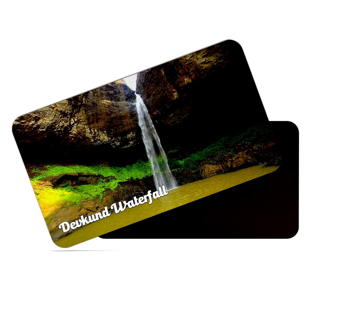 dhcrafts Multicolor Maharashtra Devkund Waterfall Design Rectangular Rubber Matte Finish Fridge Magnet / Magnetic Card Pack of 1 (8.6cm x 5.4cm)