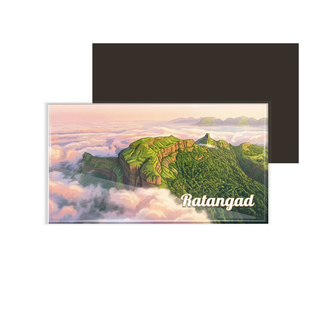 dhcrafts Multicolor Maharashtra Ratangad Design Rectangular Fridge Magnet Pack of 1 (8.6cm x 5.4cm)
