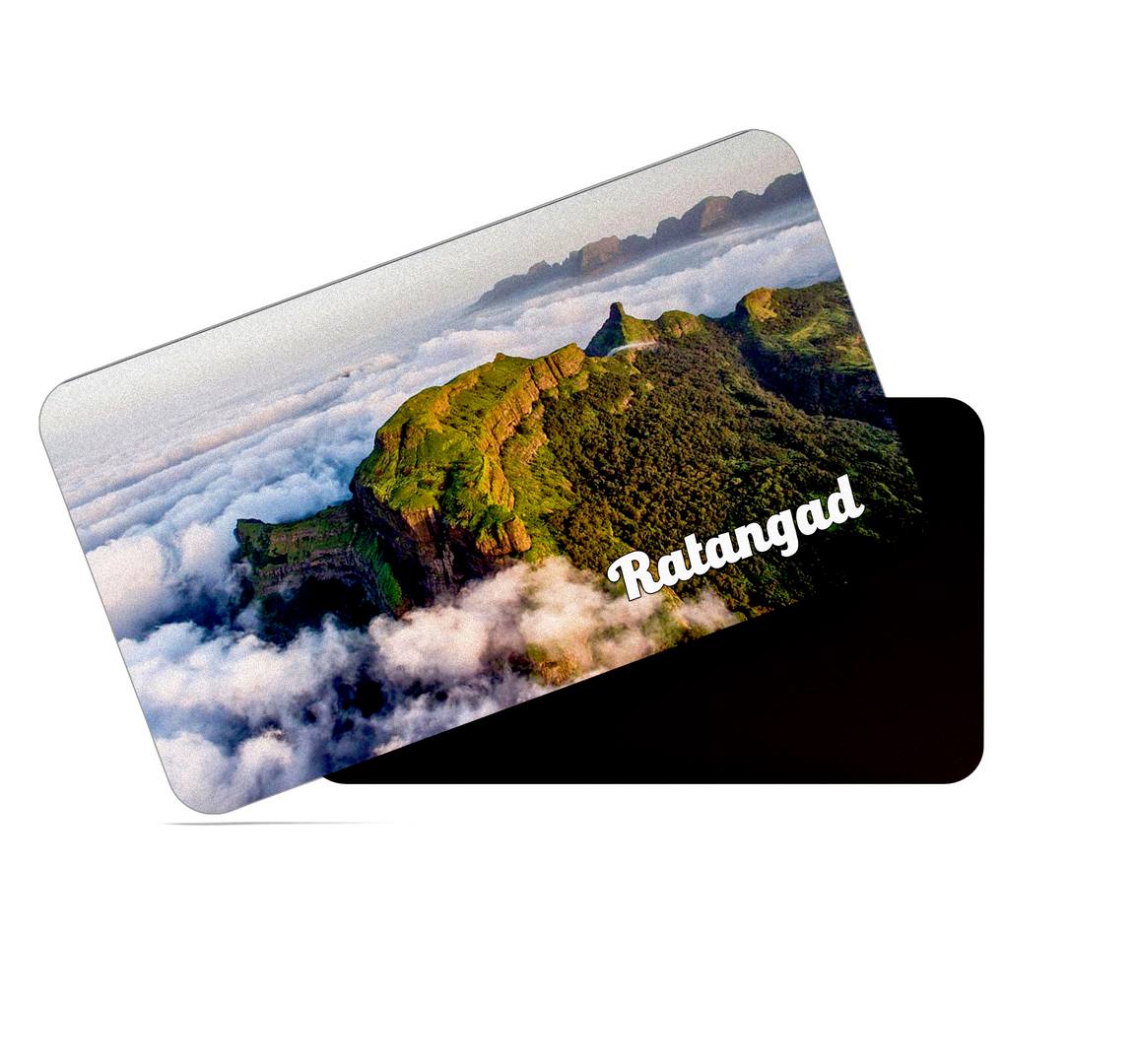 dhcrafts Multicolor Maharashtra Ratangad Design Rectangular Rubber Matte Finish Fridge Magnet / Magnetic Card Pack of 1 (8.6cm x 5.4cm)