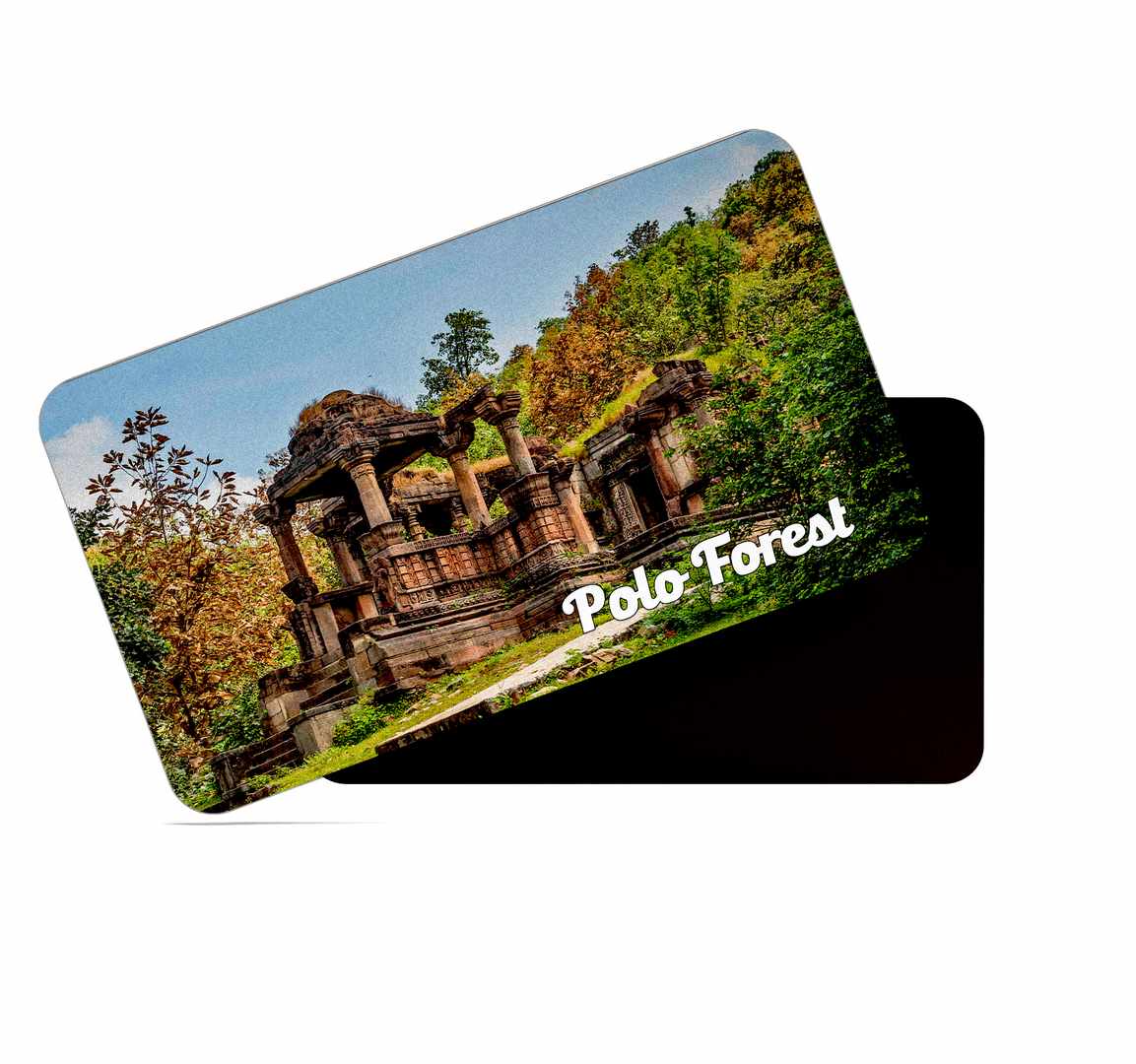 dhcrafts Multicolor Gujarat Polo Forest Design Rectangular Rubber Matte Finish Fridge Magnet / Magnetic Card Pack of 1 (8.6cm x 5.4cm)