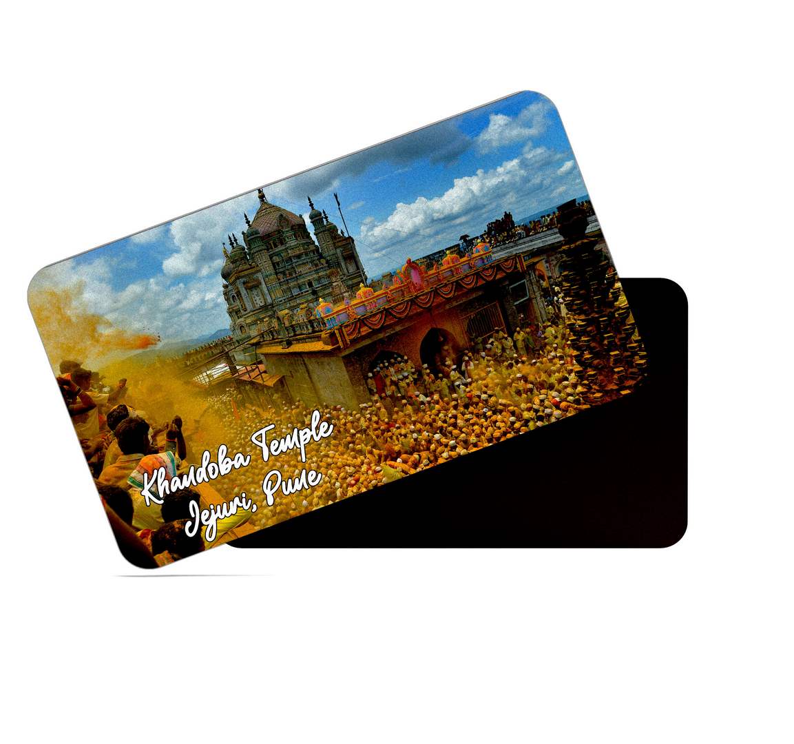 dhcrafts Multicolor Maharashtra Khandoba Temple Jejuri Pune Design Rectangular Rubber Matte Finish Fridge Magnet / Magnetic Card Pack of 1 (8.6cm x 5.4cm)