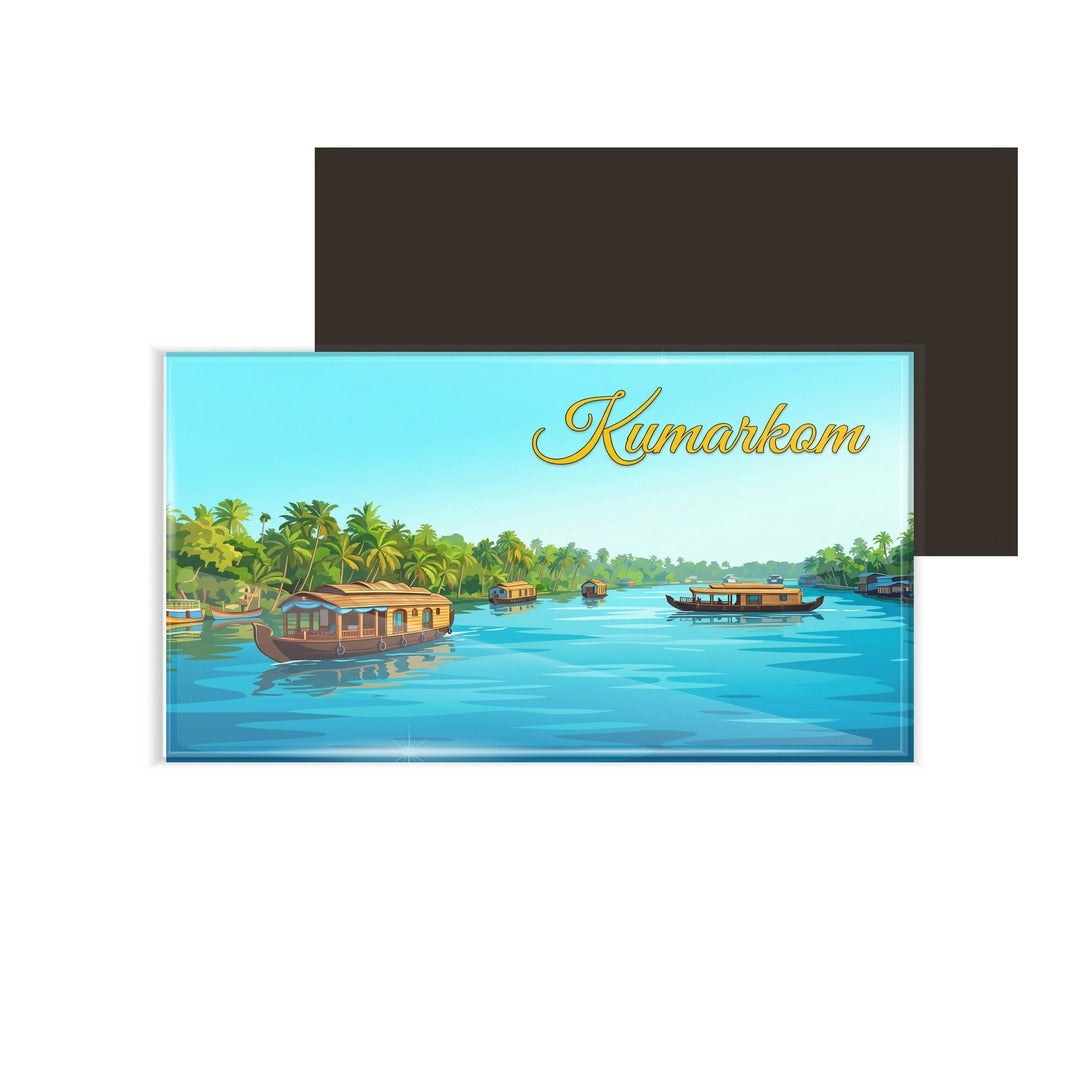 dhcrafts Multicolor Kerala Kumarakom Design Rectangular Fridge Magnet Pack of 1 (8.6cm x 5.4cm)