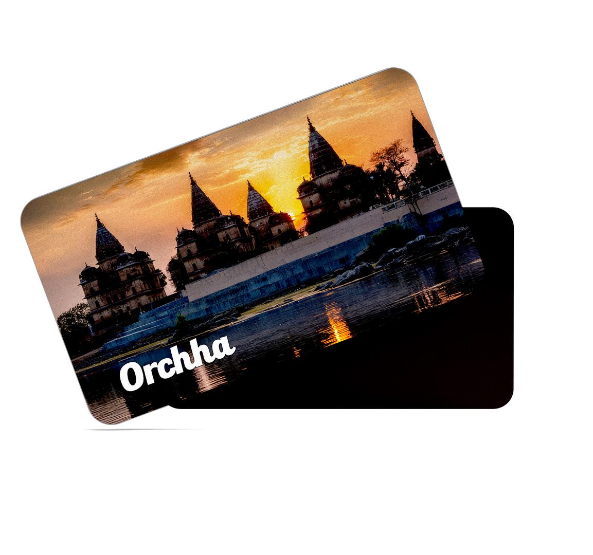 dhcrafts Multicolor Madhya Pradesh Orchha Design Rectangular Rubber Matte Finish Fridge Magnet / Magnetic Card Pack of 1 (8.6cm x 5.4cm)