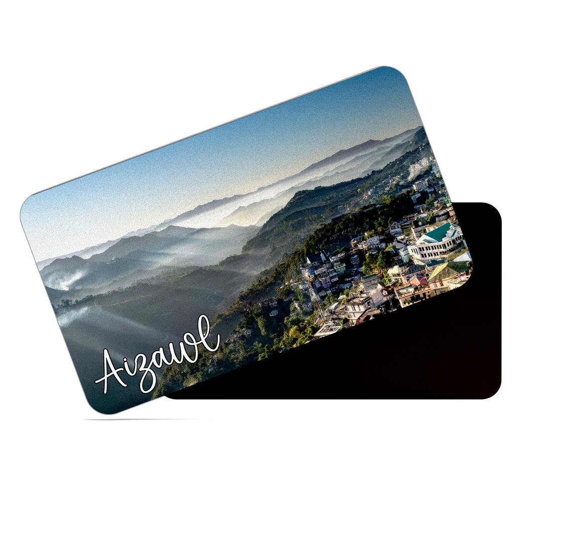dhcrafts Multicolor Mizoram Aizawl Design Rectangular Rubber Matte Finish Fridge Magnet / Magnetic Card Pack of 1 (8.6cm x 5.4cm)