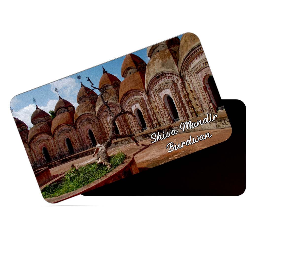 dhcrafts Multicolor West Bengal Shiva Mandir Burdwan Design Rectangular Rubber Matte Finish Fridge Magnet / Magnetic Card Pack of 1 (8.6cm x 5.4cm)