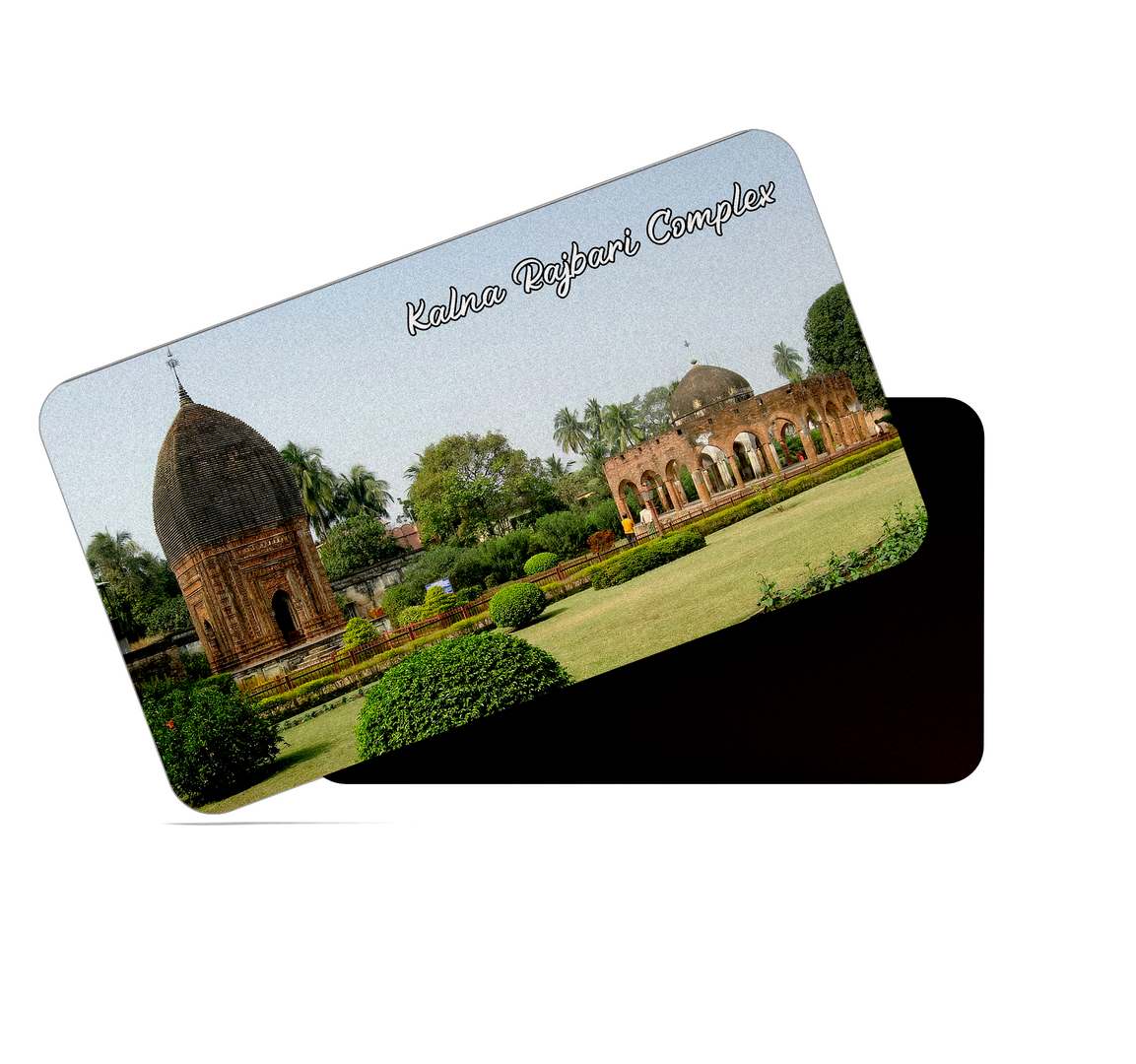 dhcrafts Multicolor West Bengal Kalna Rajbari Complex Design Rectangular Rubber Matte Finish Fridge Magnet / Magnetic Card Pack of 1 (8.6cm x 5.4cm)