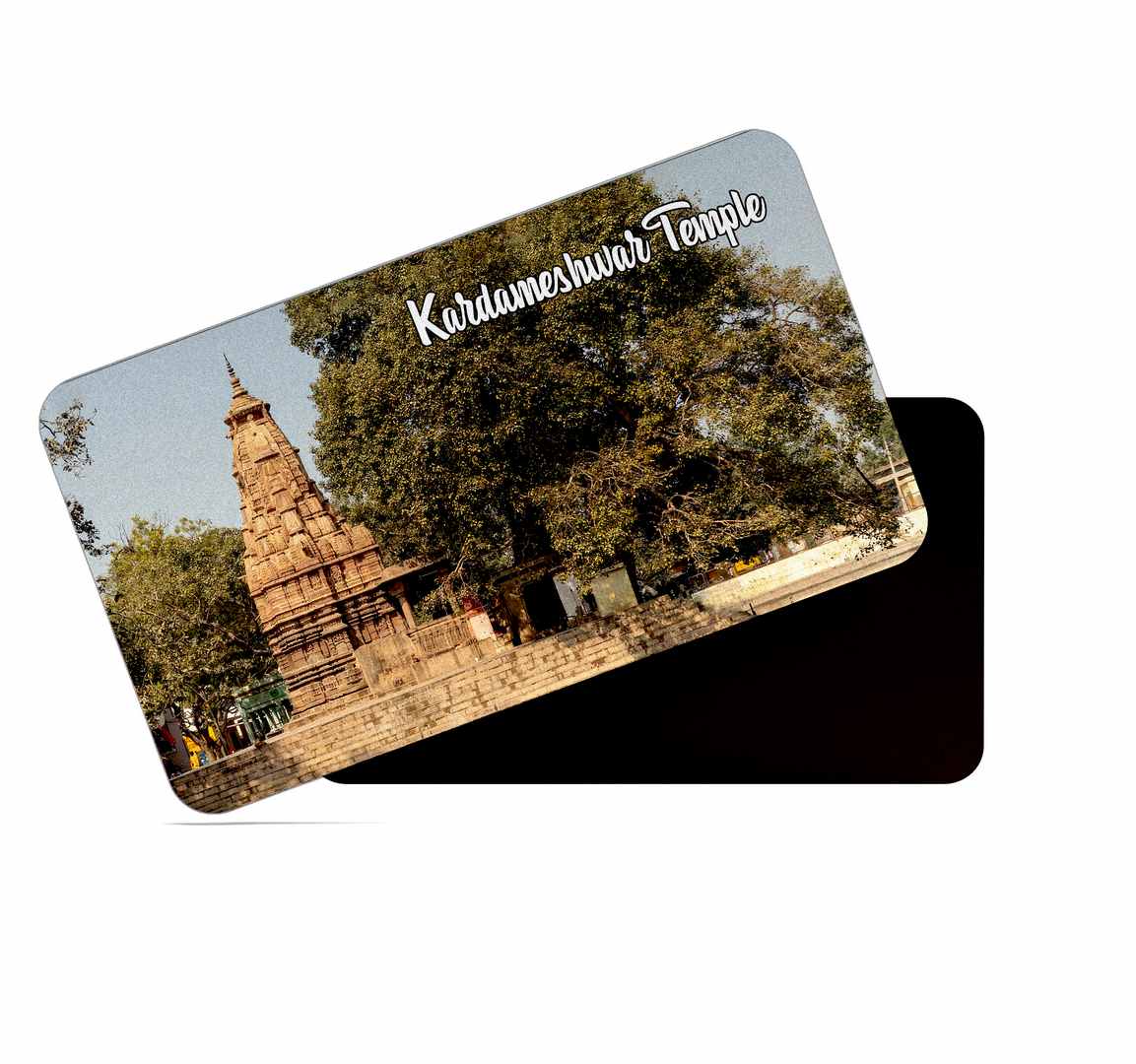 dhcrafts Multicolor Kedareshwar Temple Design Rectangular Rubber Matte Finish Fridge Magnet / Magnetic Card Pack of 1 (8.6cm x 5.4cm)