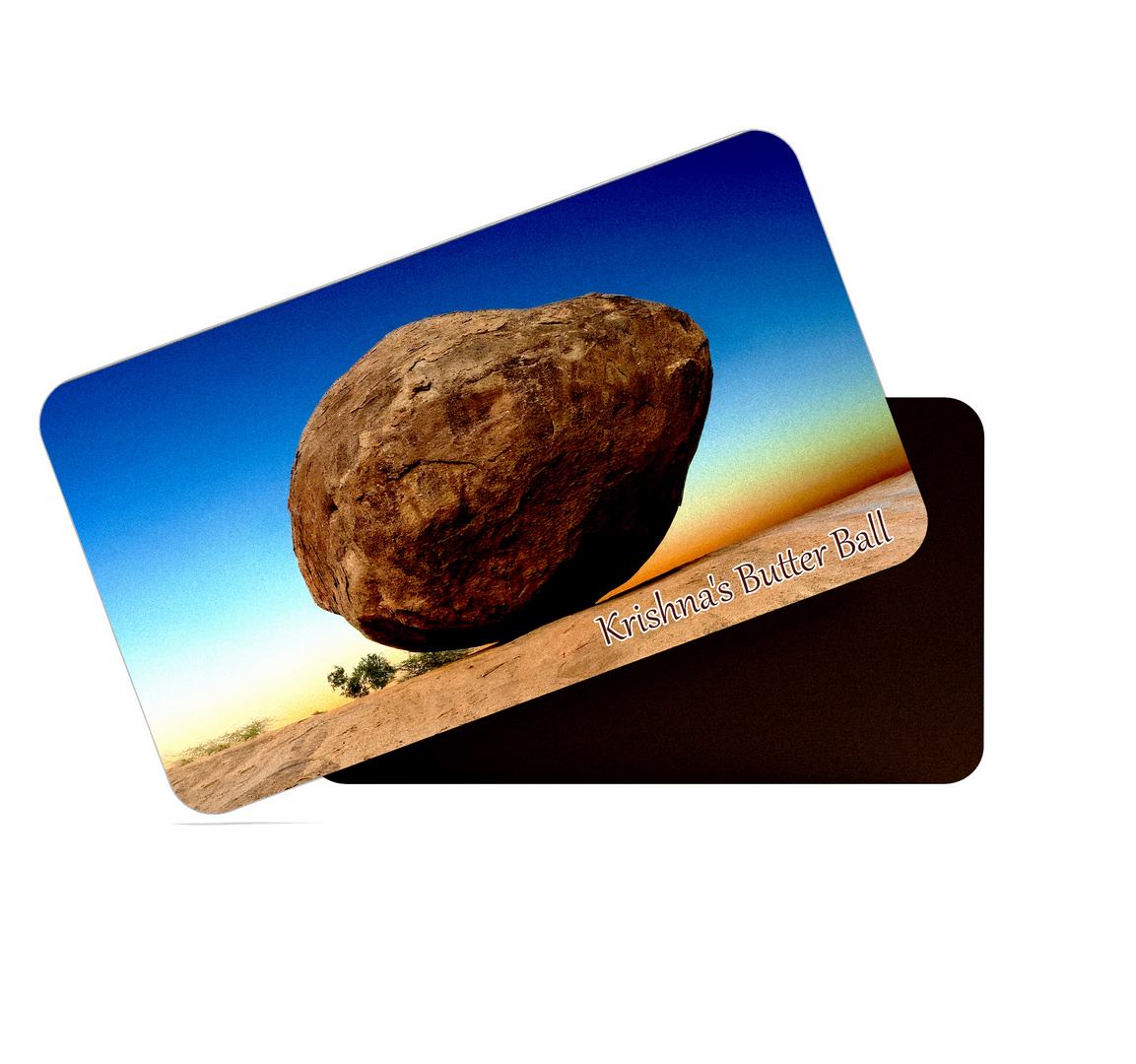 dhcrafts Multicolor Tamil Nadu Krishna's Butter Ball Design Rectangular Rubber Matte Finish Fridge Magnet / Magnetic Card Pack of 1 (8.6cm x 5.4cm)