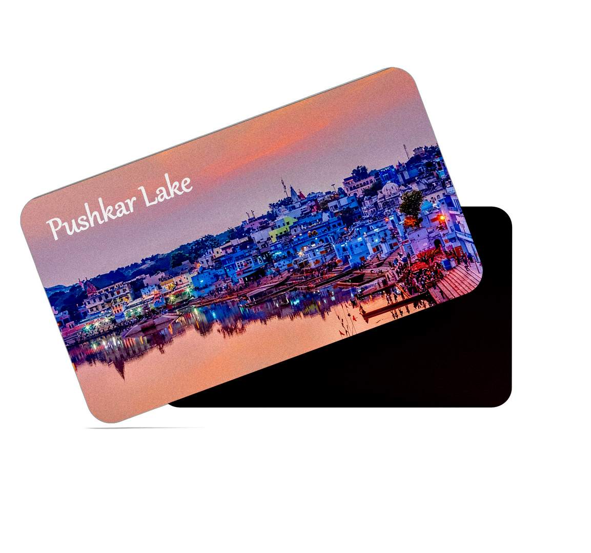 dhcrafts Multicolor Rajasthan Pushkar Lake Design Rectangular Rubber Matte Finish Fridge Magnet / Magnetic Card Pack of 1 (8.6cm x 5.4cm)
