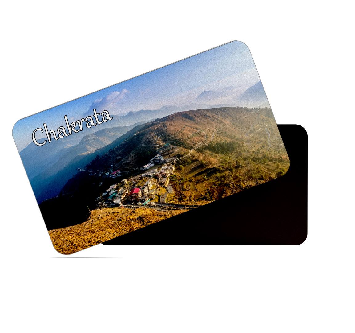 dhcrafts Multicolor Uttarakhand Chakrata Design Rectangular Rubber Matte Finish Fridge Magnet / Magnetic Card Pack of 1 (8.6cm x 5.4cm)