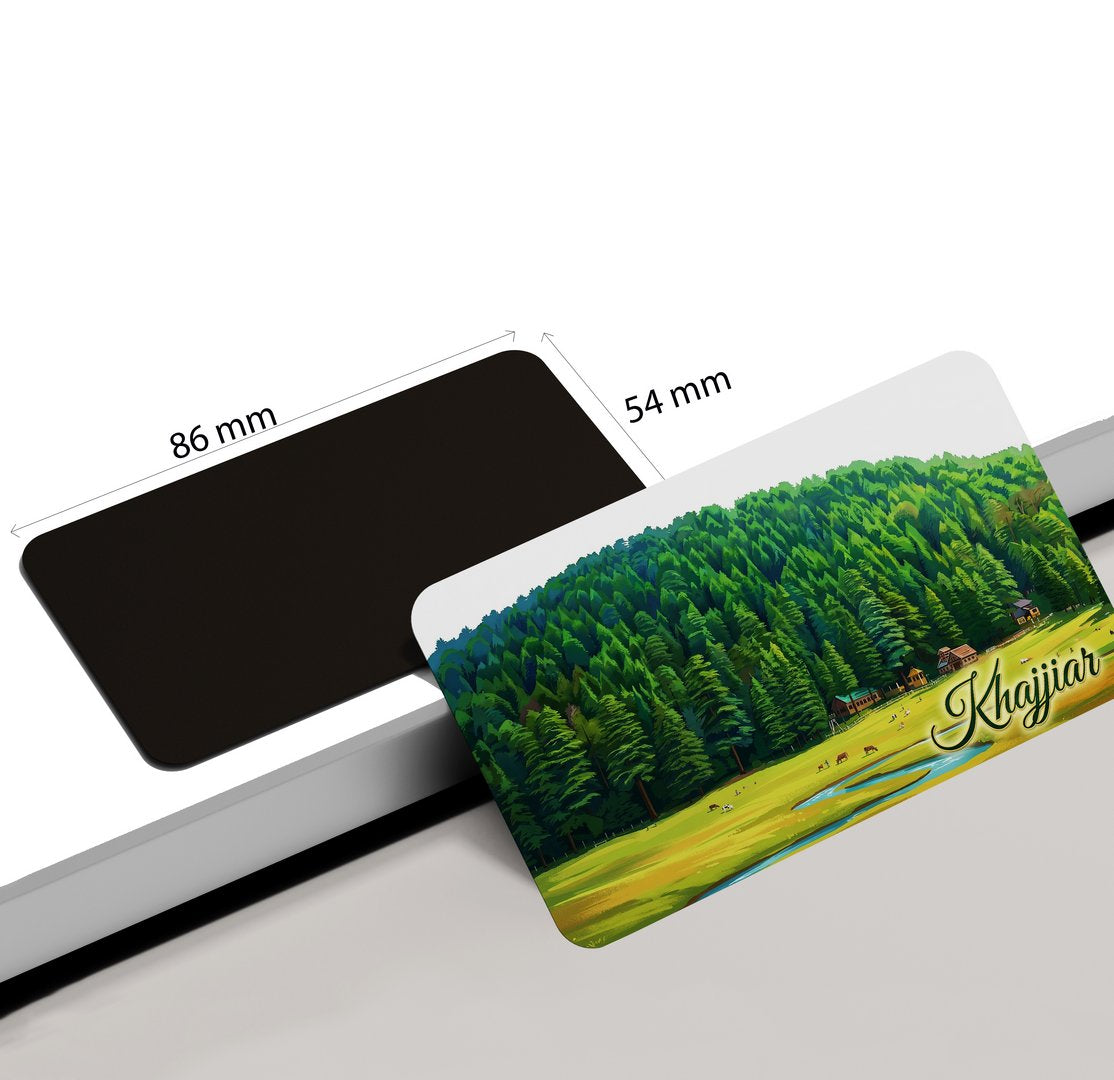 dhcrafts Multicolor Himachal Pradesh Khajjiar Design Rectangular Fridge Magnet Pack of 1 (8.6cm x 5.4cm)