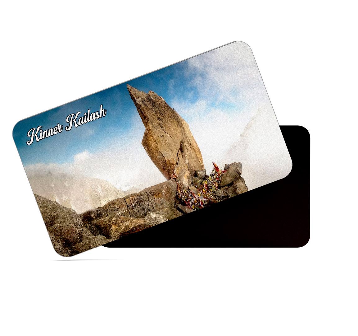 dhcrafts Multicolor Himachal Pradesh Kinner Kailash Design Rectangular Rubber Matte Finish Fridge Magnet / Magnetic Card Pack of 1 (8.6cm x 5.4cm)