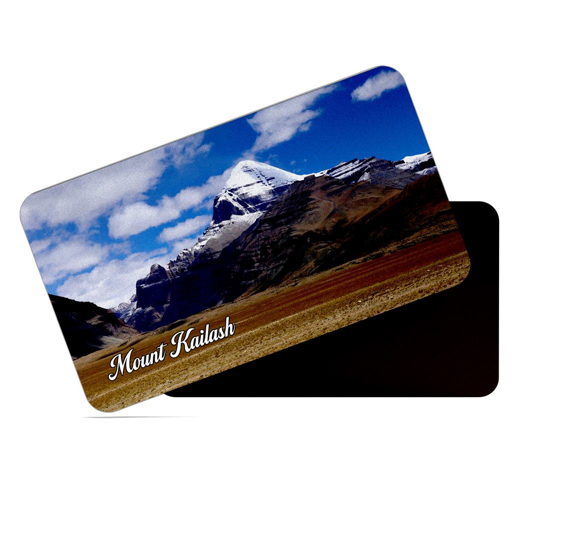 dhcrafts Multicolor China Mount Kailash Design Rectangular Rubber Matte Finish Fridge Magnet / Magnetic Card Pack of 1 (8.6cm x 5.4cm)