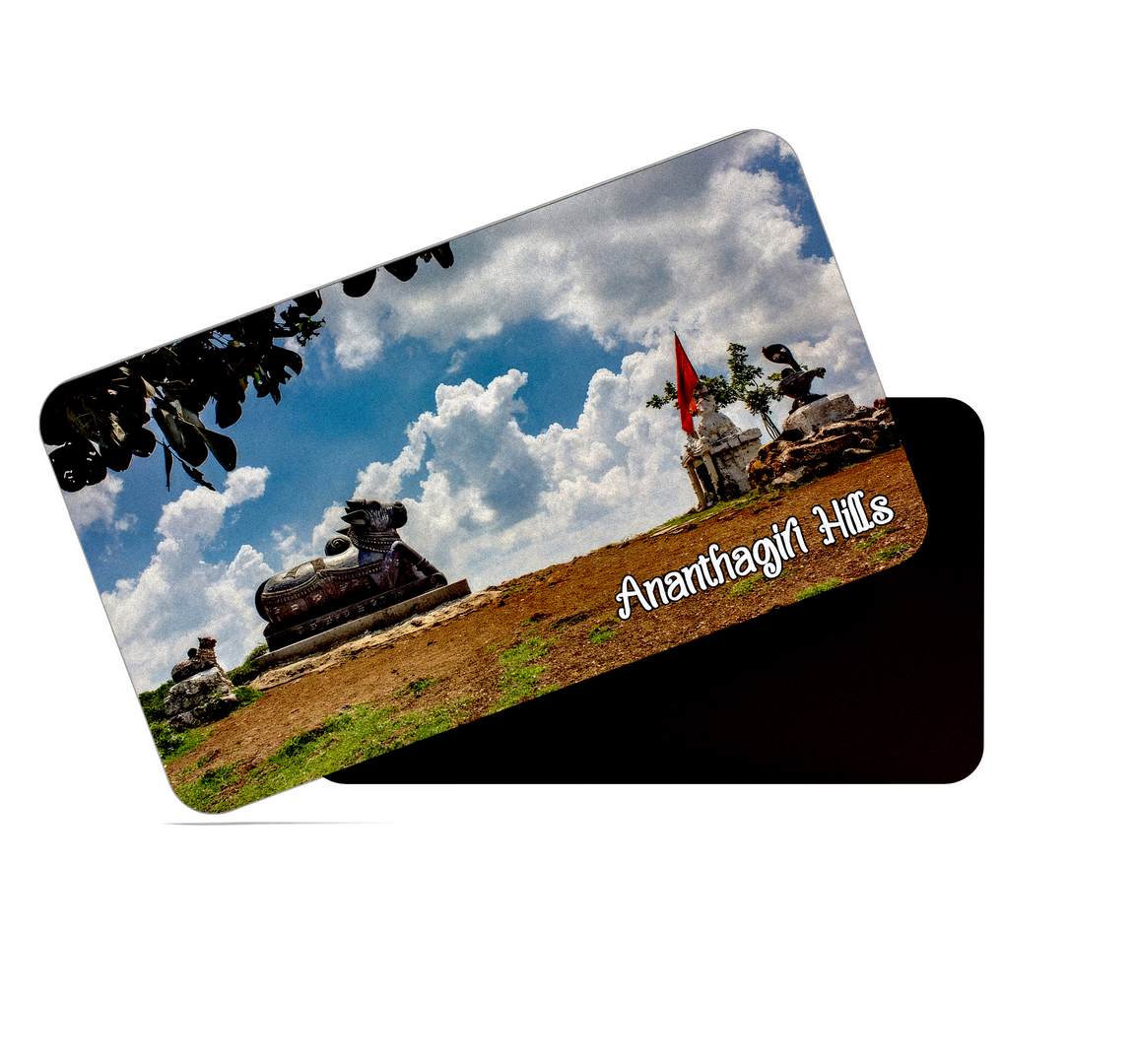 dhcrafts Multicolor Telangana Ananthagiri Hills Design Rectangular Rubber Matte Finish Fridge Magnet / Magnetic Card Pack of 1 (8.6cm x 5.4cm)