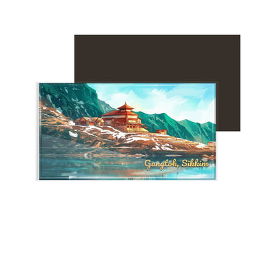 dhcrafts Multicolor Sikkim Gangtok Design Rectangular Fridge Magnet Pack of 1 (8.6cm x 5.4cm)