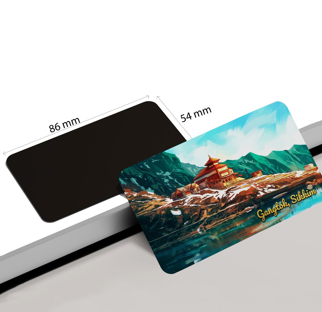 dhcrafts Multicolor Sikkim Gangtok Design Rectangular Fridge Magnet Pack of 1 (8.6cm x 5.4cm)