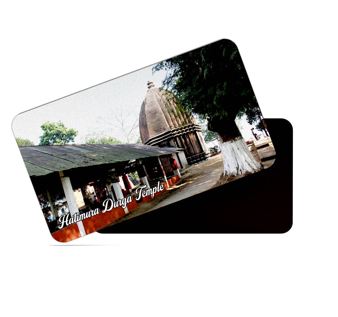 dhcrafts Multicolor Assam Hatimura Durga Temple Design Rectangular Rubber Matte Finish Fridge Magnet / Magnetic Card Pack of 1 (8.6cm x 5.4cm)