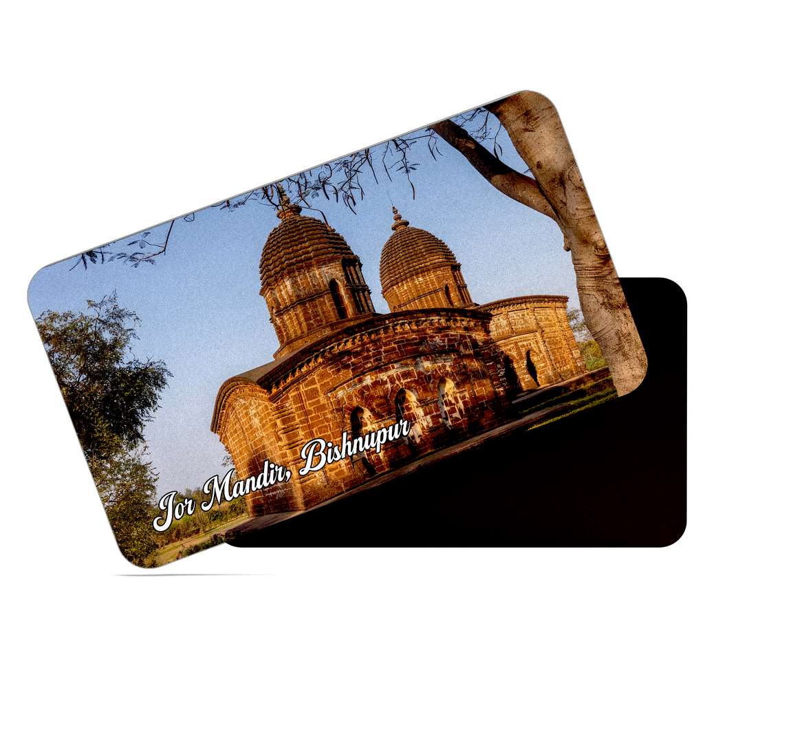 dhcrafts Multicolor West Bengal Jor Mandir Bishnupur Design Rectangular Rubber Matte Finish Fridge Magnet / Magnetic Card Pack of 1 (8.6cm x 5.4cm)