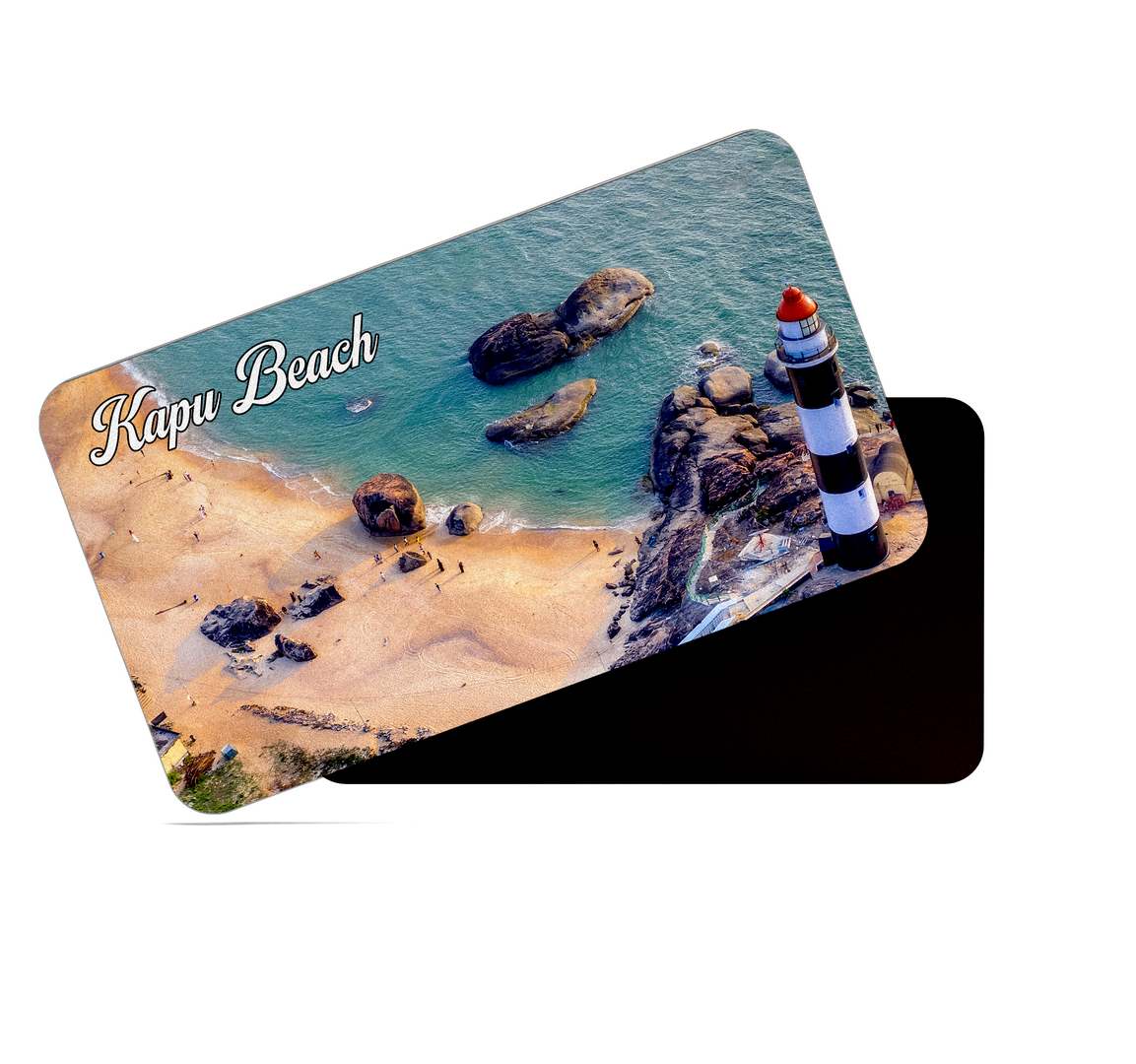 dhcrafts Multicolor Karnataka Kapu Beach Design Rectangular Rubber Matte Finish Fridge Magnet / Magnetic Card Pack of 1 (8.6cm x 5.4cm)