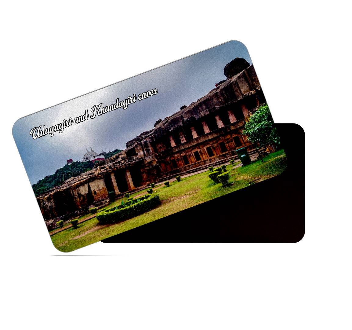 dhcrafts Multicolor Odisha Udayagiri And Khandagiri Caves Design Rectangular Rubber Matte Finish Fridge Magnet / Magnetic Card Pack of 1 (8.6cm x 5.4cm)