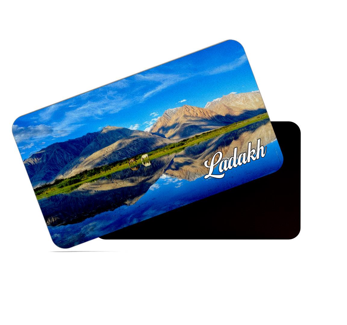 dhcrafts Multicolor Ladakh Design Rectangular Rubber Matte Finish Fridge Magnet / Magnetic Card Pack of 1 (8.6cm x 5.4cm)