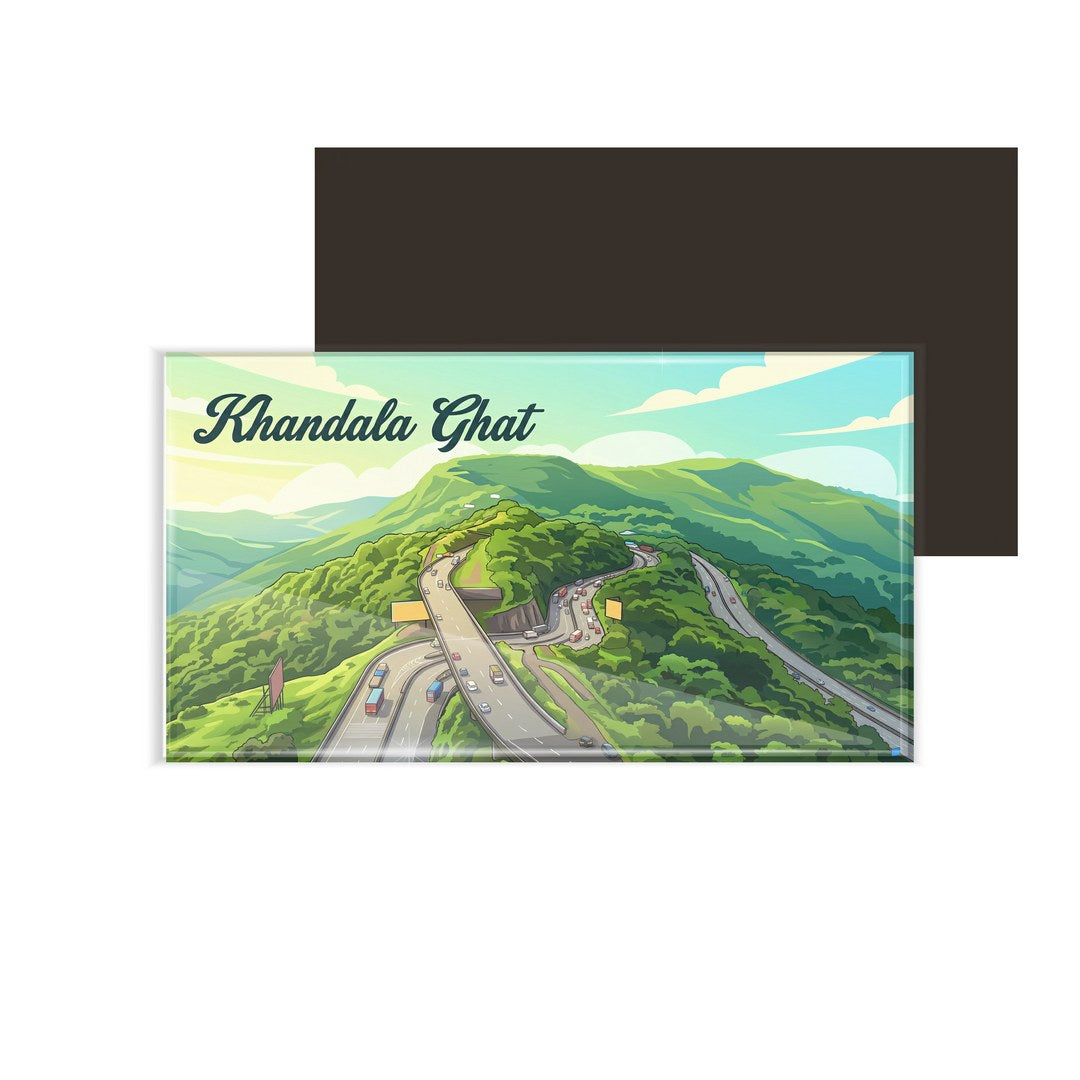 dhcrafts Multicolor Maharashtra Khandala Ghat Design Rectangular Fridge Magnet Pack of 1 (8.6cm x 5.4cm)