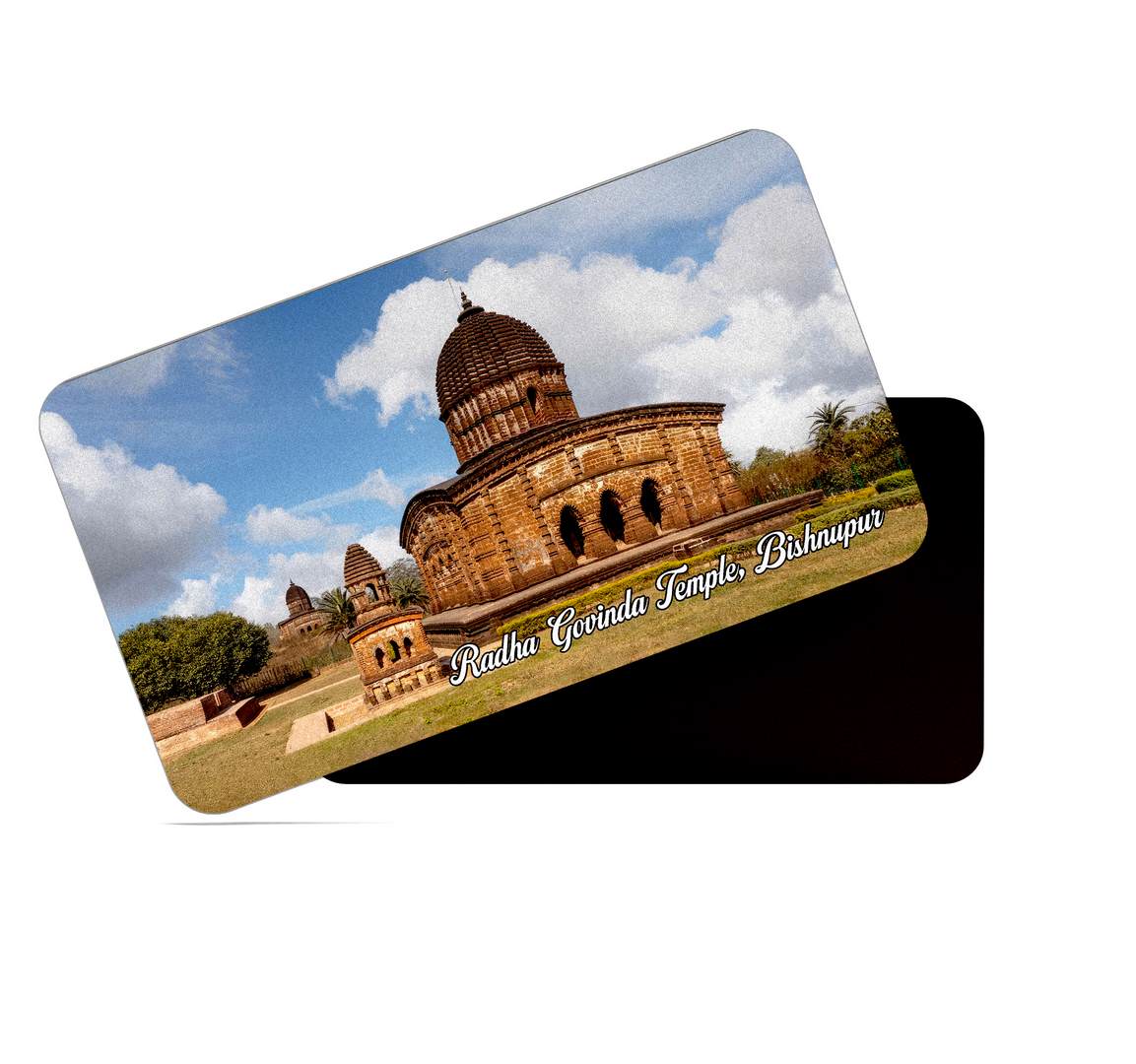 dhcrafts Multicolor West Bengal Radha Govinda Temple Bishnupur Design Rectangular Rubber Matte Finish Fridge Magnet / Magnetic Card Pack of 1 (8.6cm x 5.4cm)