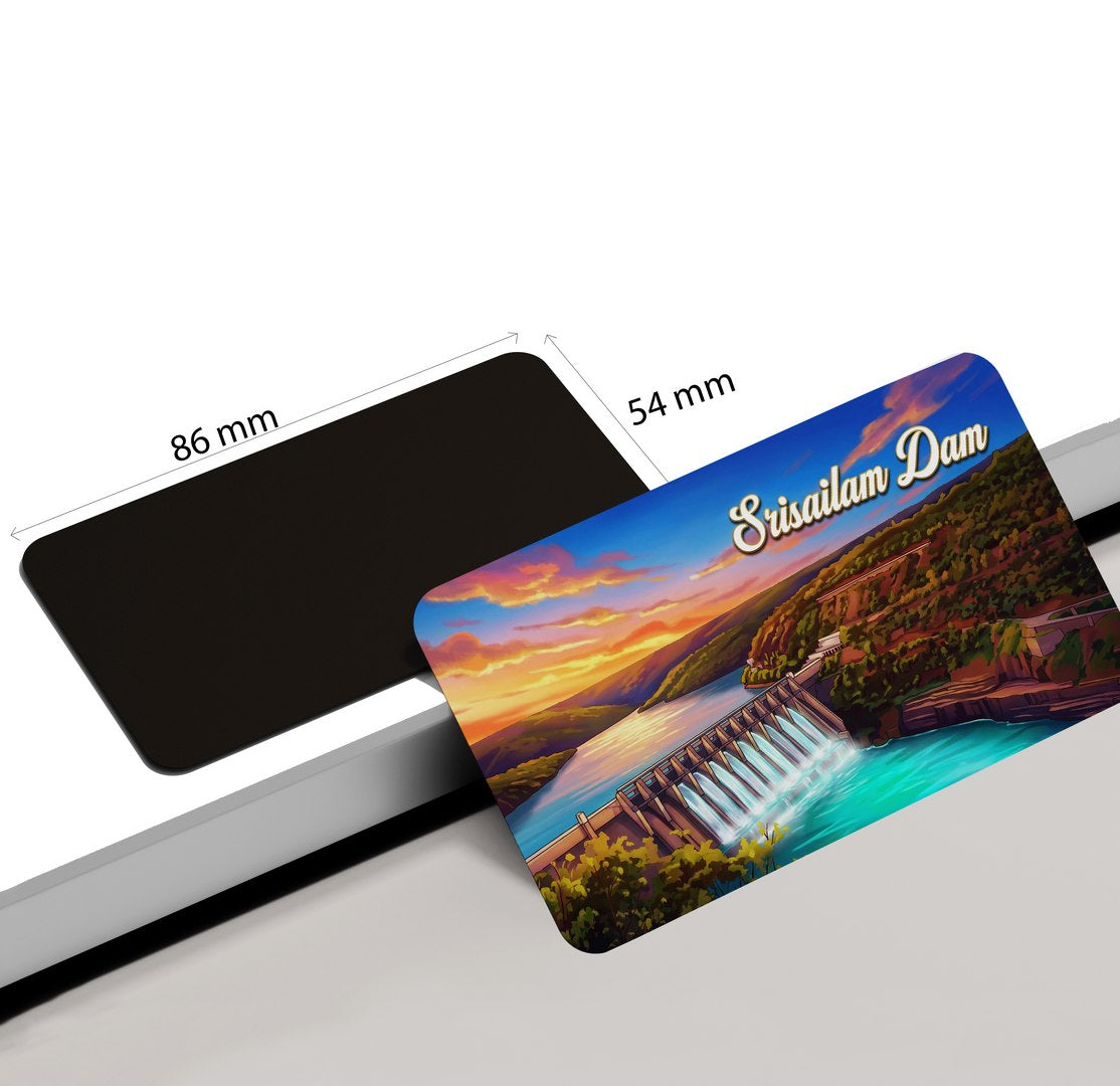 dhcrafts Multicolor Andhra Pradesh Srisailam Dam Design Rectangular Fridge Magnet Pack of 1 (8.6cm x 5.4cm)