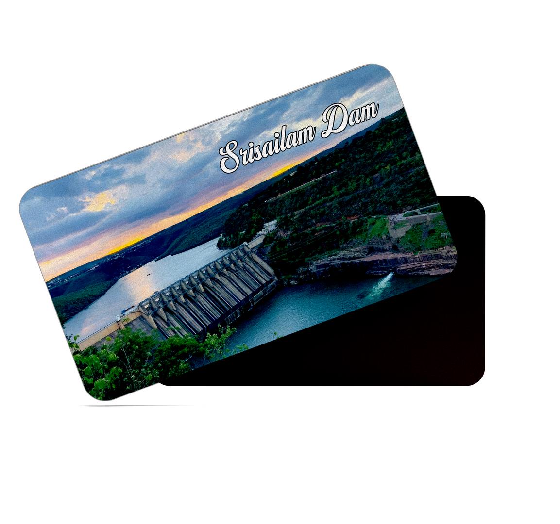 dhcrafts Multicolor Andhra Pradesh Srisailam Dam Design Rectangular Rubber Matte Finish Fridge Magnet / Magnetic Card Pack of 1 (8.6cm x 5.4cm)