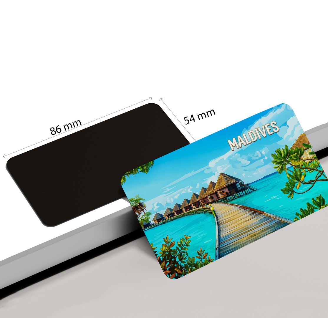 dhcrafts Multicolor Maldives Design Rectangular Fridge Magnet Pack of 1 (8.6cm x 5.4cm)