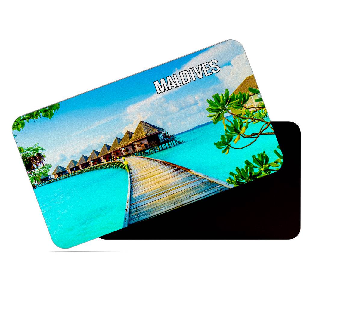 dhcrafts Multicolor Maldives Design Rectangular Rubber Matte Finish Fridge Magnet / Magnetic Card Pack of 1 (8.6cm x 5.4cm)