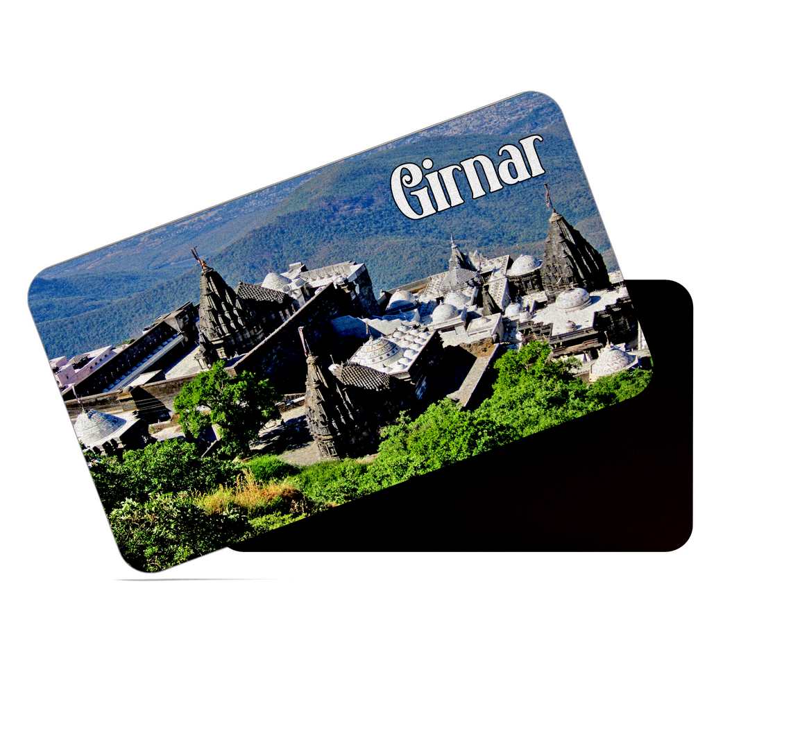 dhcrafts Multicolor Gujarat Girnar Design Rectangular Rubber Matte Finish Fridge Magnet / Magnetic Card Pack of 1 (8.6cm x 5.4cm)
