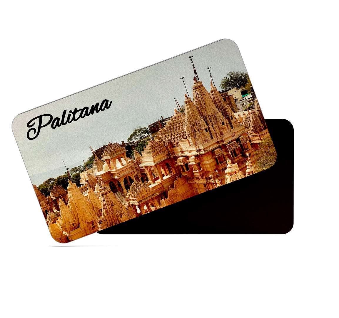 dhcrafts Multicolor Gujarat Palitana Design Rectangular Rubber Matte Finish Fridge Magnet / Magnetic Card Pack of 1 (8.6cm x 5.4cm)