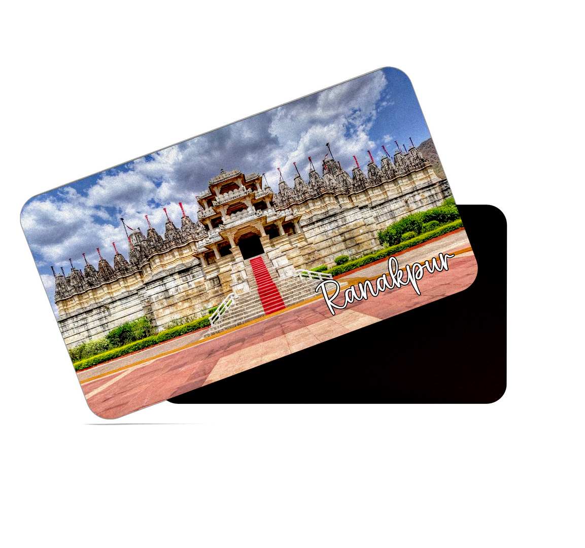 dhcrafts Multicolor Rajasthan Ranakpur Design Rectangular Rubber Matte Finish Fridge Magnet / Magnetic Card Pack of 1 (8.6cm x 5.4cm)