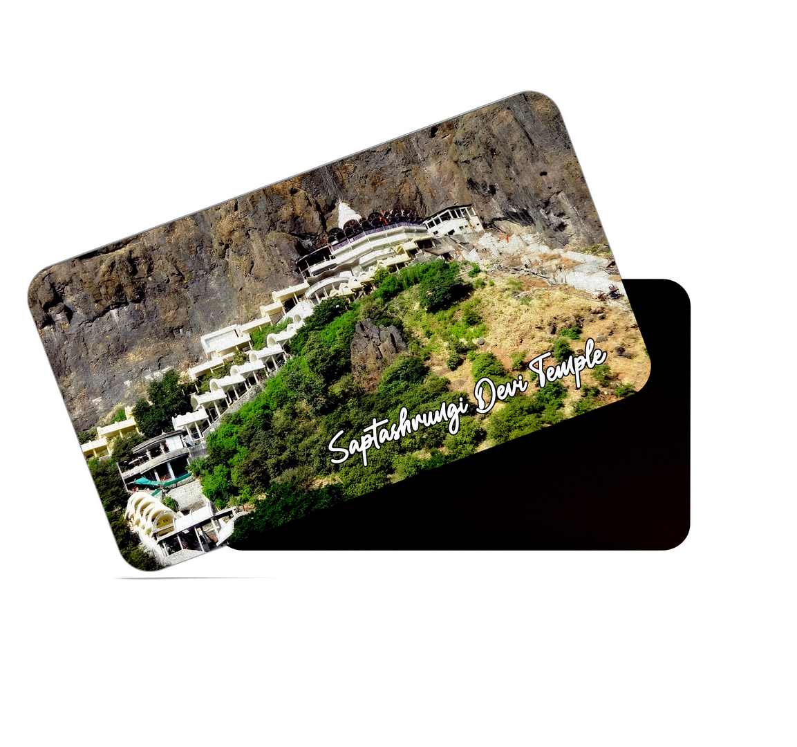 dhcrafts Multicolor Maharashtra Saptashrungi Devi Temple Design Rectangular Rubber Matte Finish Fridge Magnet / Magnetic Card Pack of 1 (8.6cm x 5.4cm)