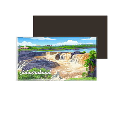 dhcrafts Multicolor Maharashtra Sahasrakund Design Rectangular Fridge Magnet Pack of 1 (8.6cm x 5.4cm)