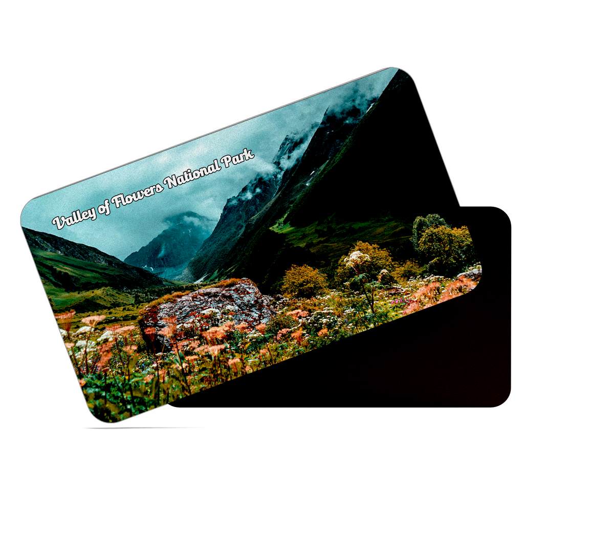 dhcrafts Multicolor Uttarakhand Valley Of Flowers National Park Design Rectangular Rubber Matte Finish Fridge Magnet / Magnetic Card Pack of 1 (8.6cm x 5.4cm)