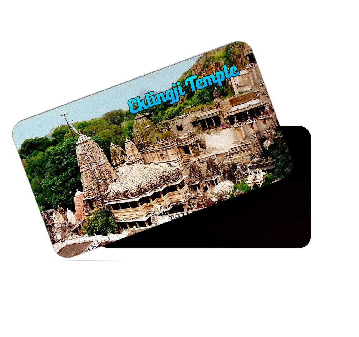dhcrafts Multicolor Rajasthan Eklingji Temple Design Rectangular Rubber Matte Finish Fridge Magnet / Magnetic Card Pack of 1 (8.6cm x 5.4cm)
