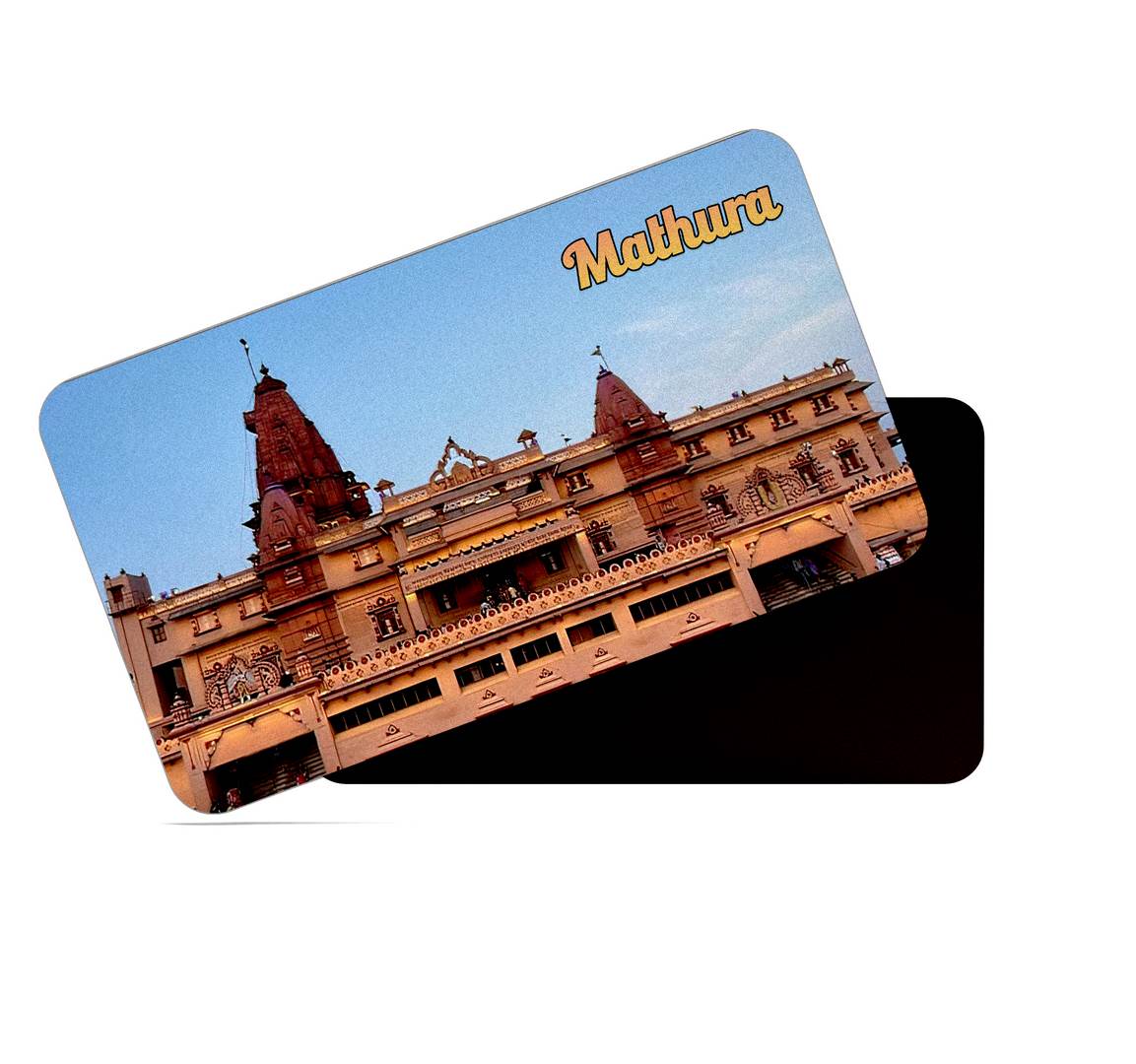 dhcrafts Multicolor Uttar Pradesh Mathura Design Rectangular Rubber Matte Finish Fridge Magnet / Magnetic Card Pack of 1 (8.6cm x 5.4cm)