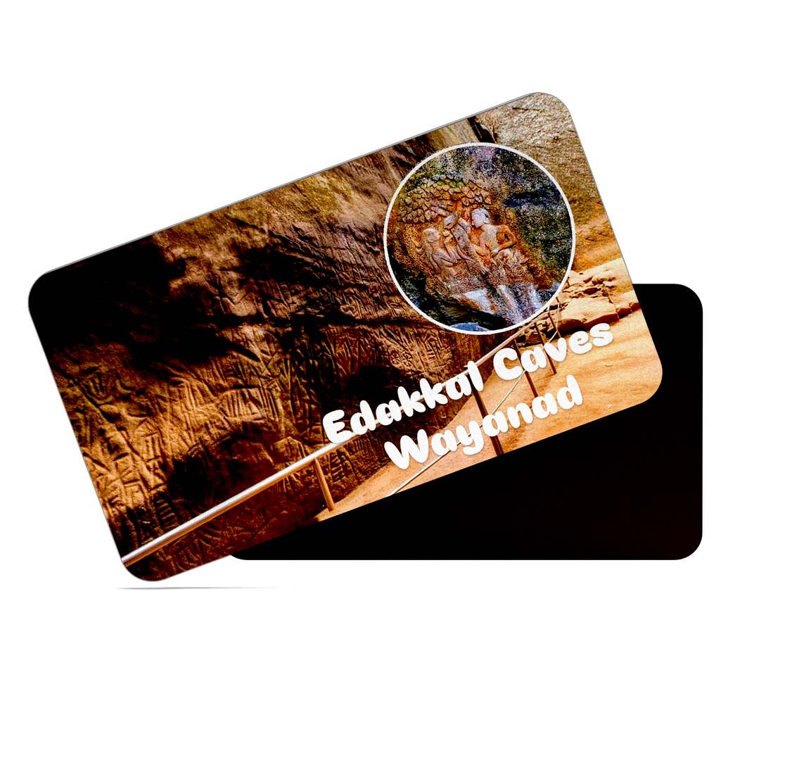 dhcrafts Multicolor Kerala Edakkal Caves Wayanad Design Rectangular Rubber Matte Finish Fridge Magnet / Magnetic Card Pack of 1 (8.6cm x 5.4cm)