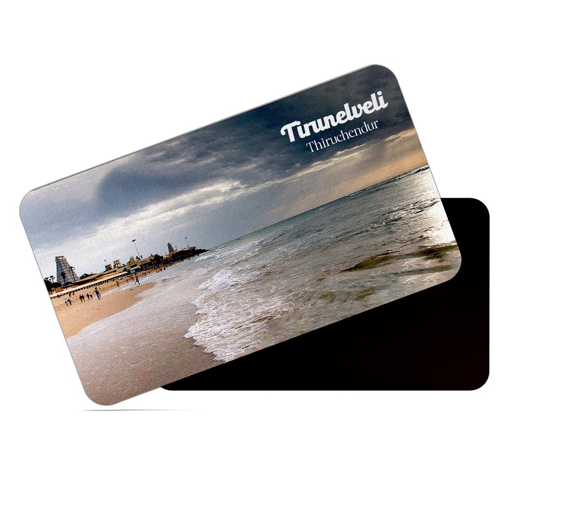 dhcrafts Multicolor Tamil Nadu Tirunelveli Thiruchendur Design Rectangular Rubber Matte Finish Fridge Magnet / Magnetic Card Pack of 1 (8.6cm x 5.4cm)