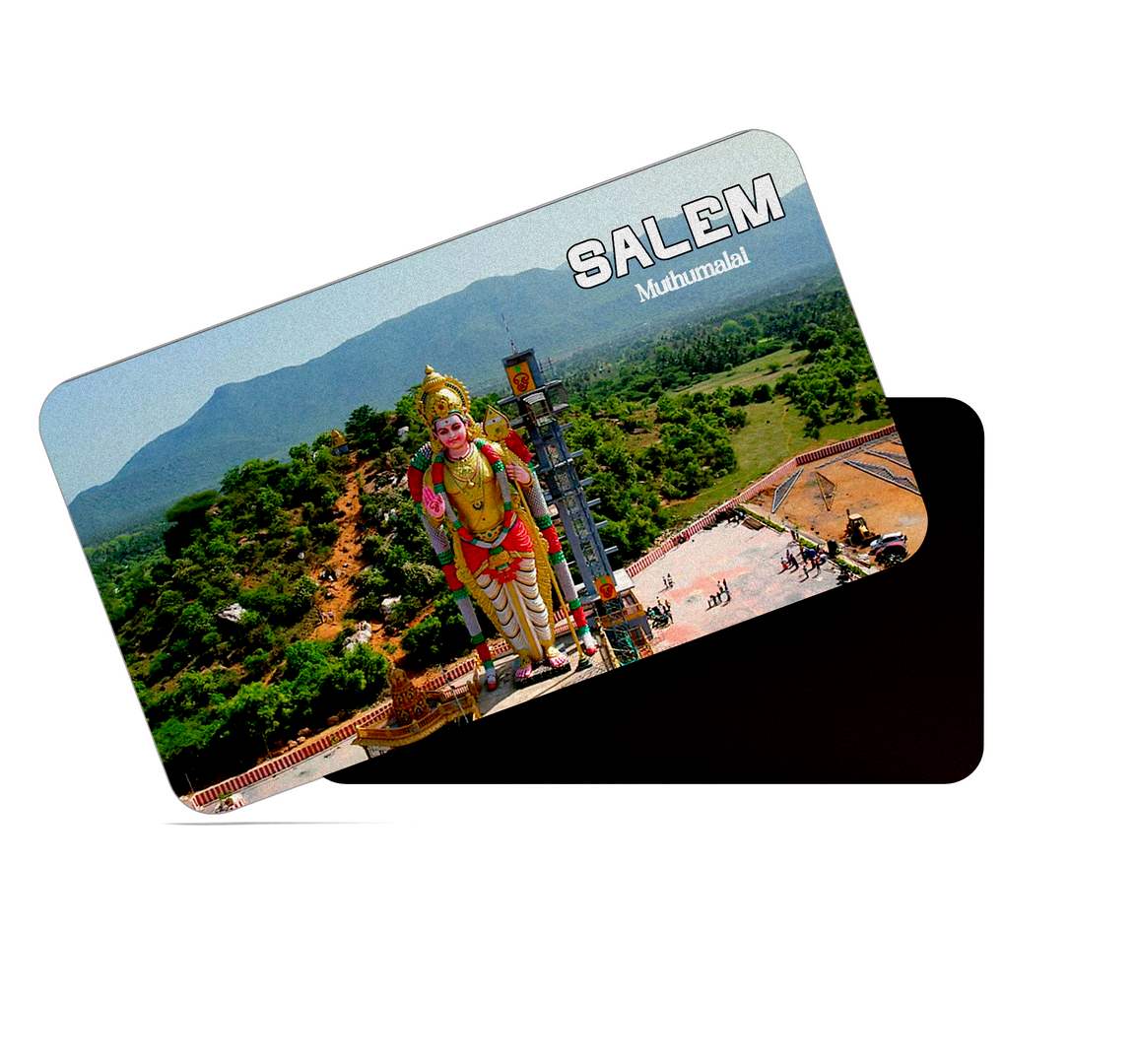 dhcrafts Multicolor Tamil Nadu Salem Muthumalai Design Rectangular Rubber Matte Finish Fridge Magnet / Magnetic Card Pack of 1 (8.6cm x 5.4cm)