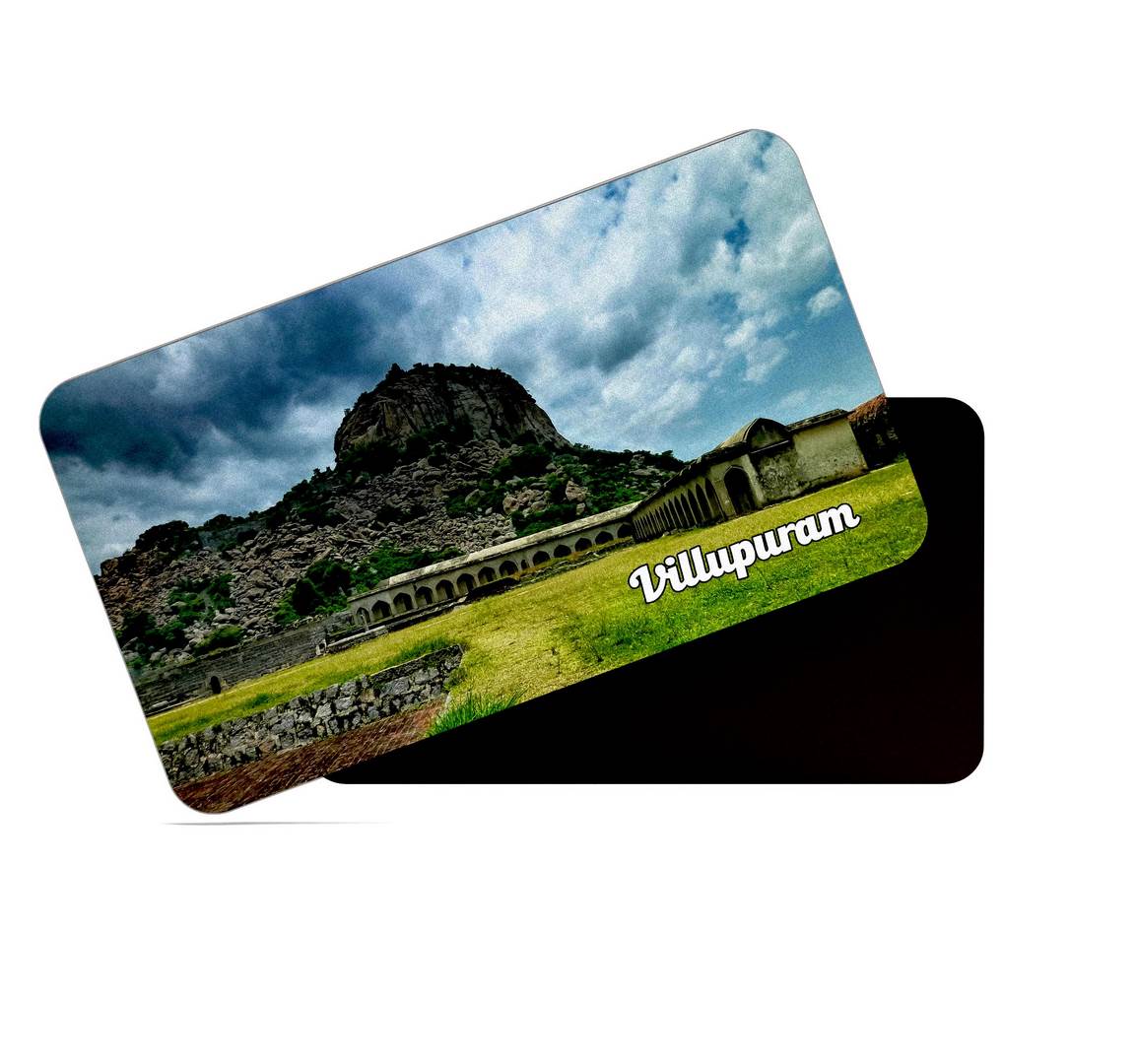 dhcrafts Multicolor Tamil Nadu Villupuram Design Rectangular Rubber Matte Finish Fridge Magnet / Magnetic Card Pack of 1 (8.6cm x 5.4cm)