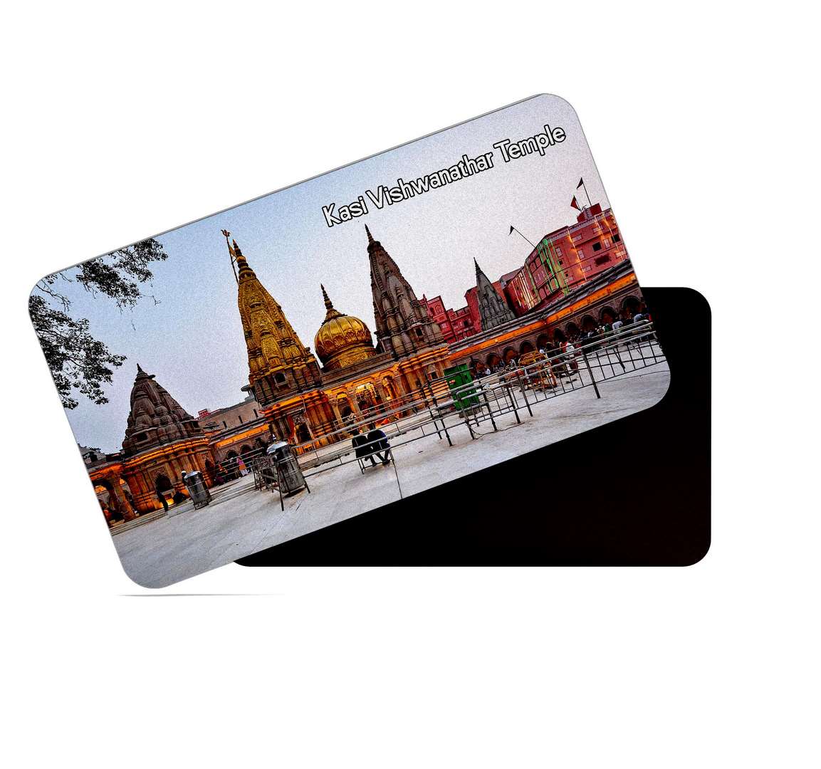 dhcrafts Multicolor Uttar Pradesh Kasi Viswanathar Temple Design Rectangular Rubber Matte Finish Fridge Magnet / Magnetic Card Pack of 1 (8.6cm x 5.4cm)