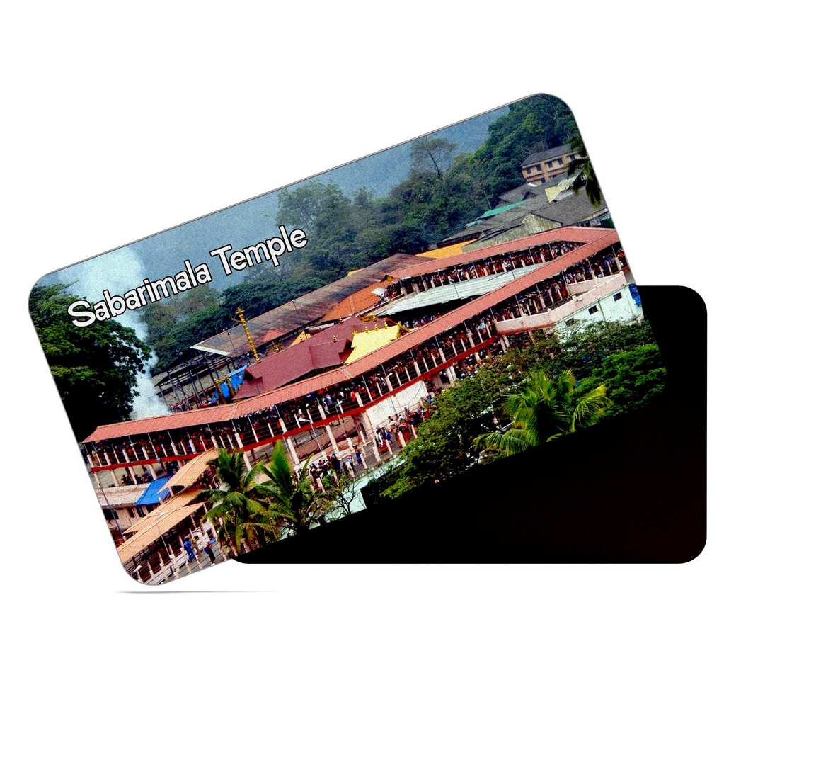 dhcrafts Multicolor Kerala Sabarimala Temple Design Rectangular Rubber Matte Finish Fridge Magnet / Magnetic Card Pack of 1 (8.6cm x 5.4cm)
